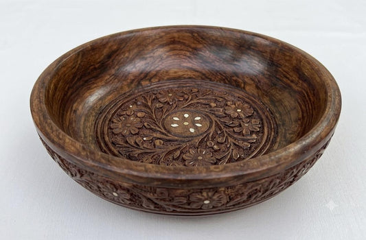 Artisan Hand-Carved Wooden Decorative Bowl