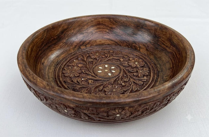 Artisan Hand-Carved Wooden Decorative Bowl