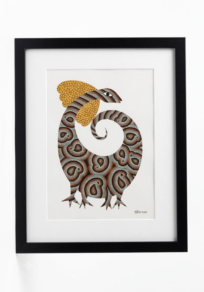 Framed Traditional Tribal Art Bird Painting