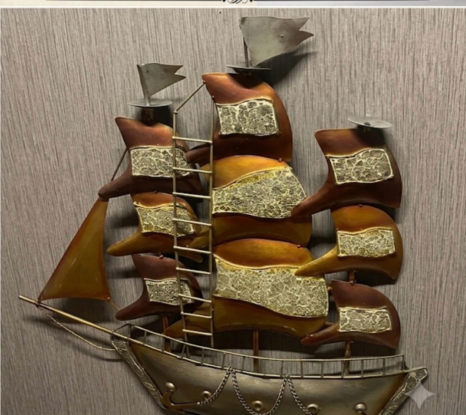 Handcrafted Metal Sailing Ship Wall Art