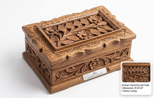 Artisan Hand-Carved Wooden Decorative Box